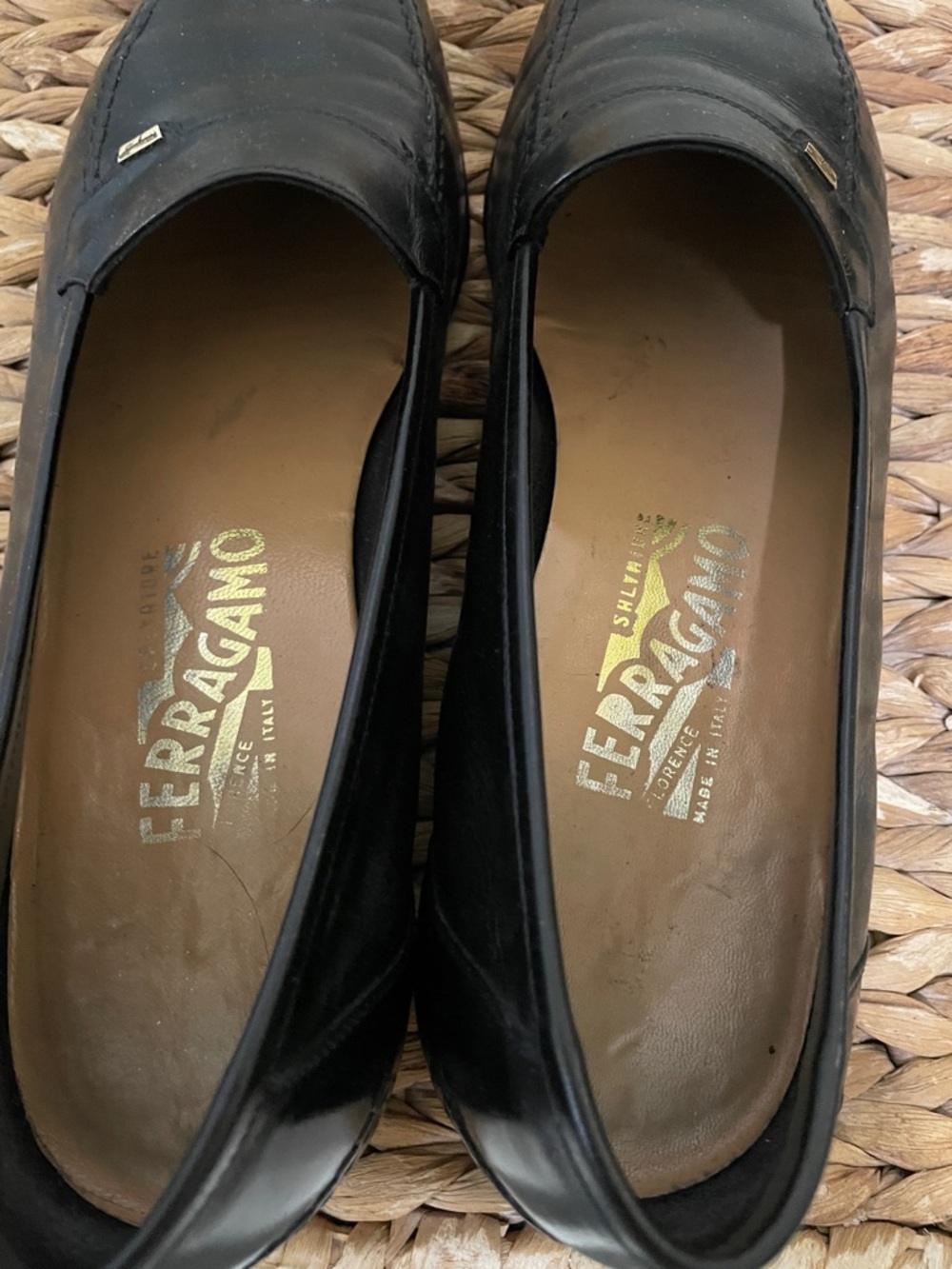 Salvatore Ferragamo Black Leather Penny Loafers with Gold Accent - Picture 2 of 8